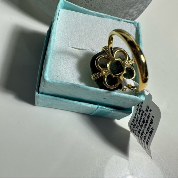 Moss Agate 14k Gold Plated 925 Sterling Silver Ring Size 7 NEW WITH TAGS - Picture 6 of 6